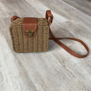 Woven Straw Basket Crossbody Purse